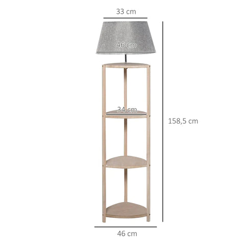 Rootz Floor Lamp - Lampshade - Lamp Shelf - Living Room - Bedroom - Grey - 46 x 46 x 158.5 Cm