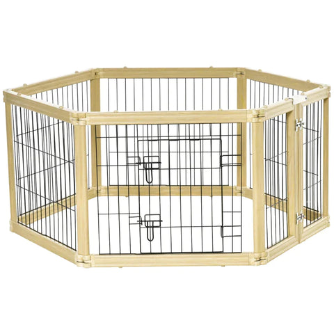 Rootz Pet Box - Dierenbox - Puppy Box - 6 Roosters - Hout/Plastic Composites/Staaldraad - Zwart/Metaal - 420L x 62H cm