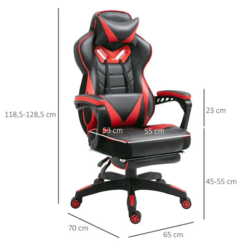 Rootz Gaming Chair - Ergonomic Office Chair - Swivel Chair - Adjustable Back - Foam+PU Leather+Metal, Black+Red