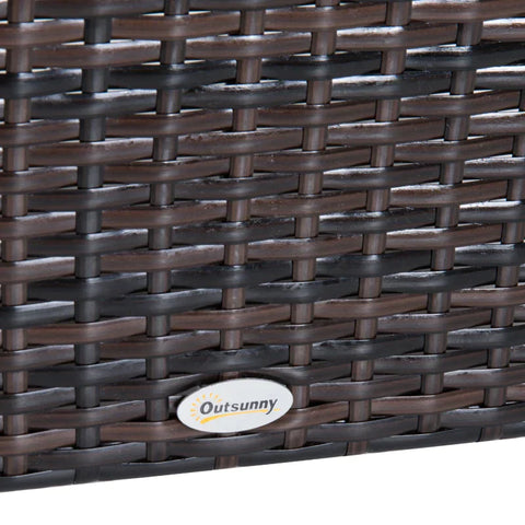 Rootz Poly Rotan Kruk Met Kussen - Tuinkruk - Voetenbank - Rotan Kruk - Balkonkruk - Tuinmeubelen - Bruin + Creme Wit - 50 x 50 x 35 cm