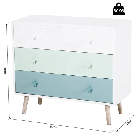 Rootz Children's Wardrobe - Children's Room Closet - Children's Drawer Cabinet - Storage Cabinet - 90 x 42 x 80 cm