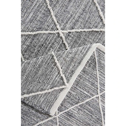 Rootz Cotton Rug - Cotton Carpet - Cotton Mat - Carpet - Rug - Cotton - Grey - 140 x 70 x 0.7 cm