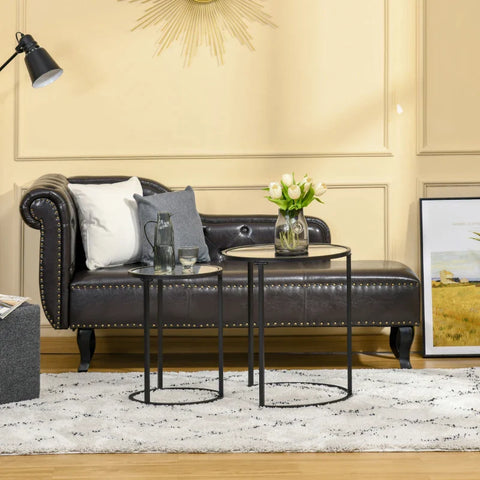 Rootz Set Of 2 Stackable Side Tables - Modern Design - Stylish Living Room Furniture - Black + Transparent - 50cm x 50cm x 58cm