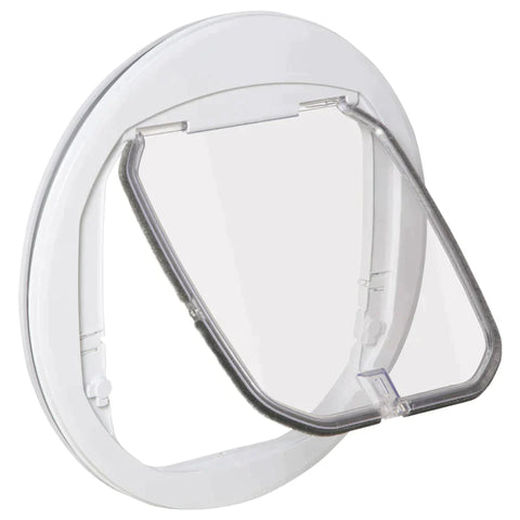 Rootz Pet Door - Cat Flap - Dog Flap - 4 Locking Options With Magnet - Pet Flap For Inside - Door Flap For Pets - White - Ø44 x 4D cm