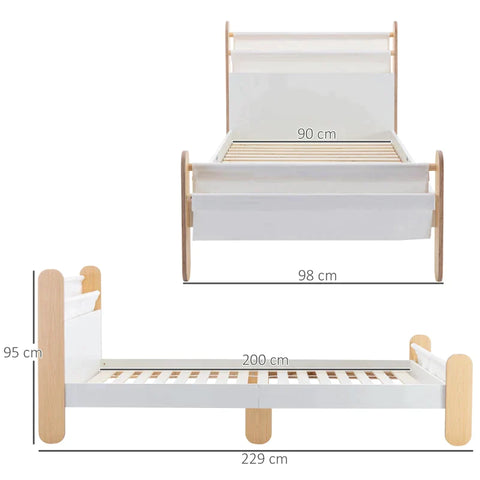 Rootz Children's Bed - Cot - Outh Bed - House Bed - With Bed Pocket - Wooden Bed - Play Bed - Single Bed - 229 x 98 x 95 cm