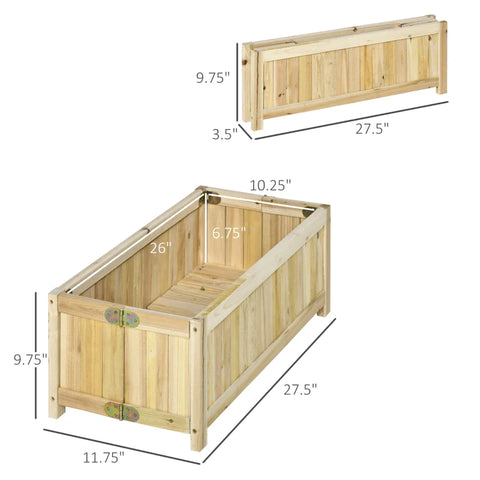 Rootz Plantenbak - Opklapbaar verhoogd bed - Massief hout - Weerbestendig - Naturel - 70cm x 30cm x 25cm