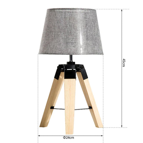 Rootz Tafellamp - Nachtkastlamp - Lamp - Grenen/Polyester - Grijs - 24x24x45cm