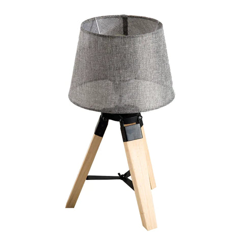 Rootz Tafellamp - Nachtkastlamp - Lamp - Grenen/Polyester - Grijs - 24x24x45cm