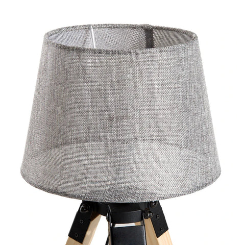 Rootz Tafellamp - Nachtkastlamp - Lamp - Grenen/Polyester - Grijs - 24x24x45cm