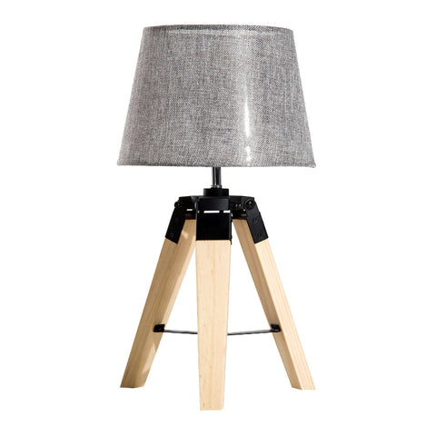 Rootz Tafellamp - Nachtkastlamp - Lamp - Grenen/Polyester - Grijs - 24x24x45cm