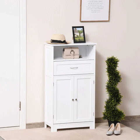 Rootz Bathroom Cabinet - Bathroom Vanity Unit - 1 Shelf And 1 Drawer - Water Resistant - White - 60cm x 30cm x 108.8cm