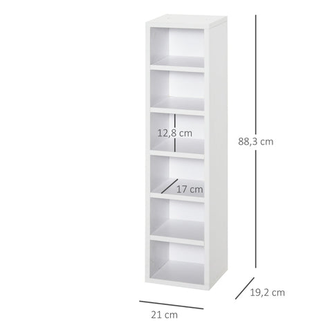 Rootz CD Rack - CD Stand - Set Of 2 CD Shelves - Wooden Shelf - Standing Shelf With 12 Open Storage Compartments - White