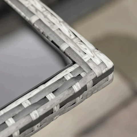 Rootz Tuinset - Poly Rotan Eetset - Tafel - Stoel - Krukken - Kussens - Metaal - Polyester - Grijs - 109 cm x 109 cm x 72 cm