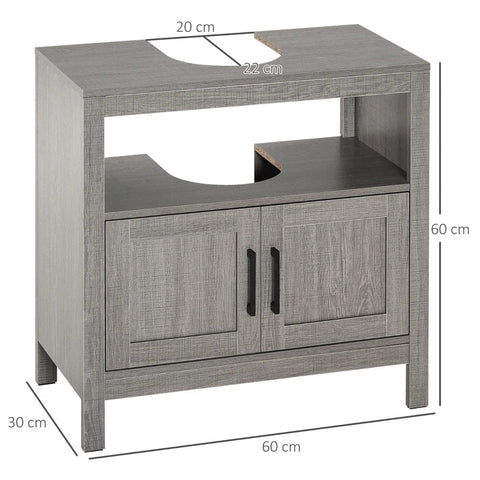 Rootz Bathroom Cabinet - Storage Cabinet - Bathroom Storage Cabinet - 2 Shelves 1 Cabinet - Chipboard - Grey - 60cm x 30cm x 60cm