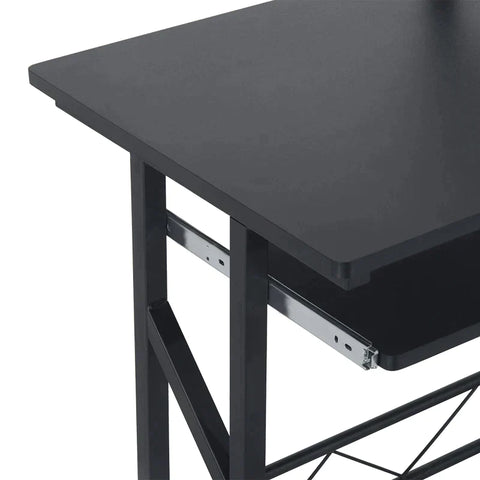 Rootz Computer Desk - Work Table With Shelves And Drawers - Office Table - Study Table - Sliding Keyboard Tray - Office - Home - Black - 90 x 50 x 95 cm