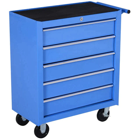 Rootz Mobile Workshop Trolley - Workshop Trolley - Tool Box - 5 Drawers - Red