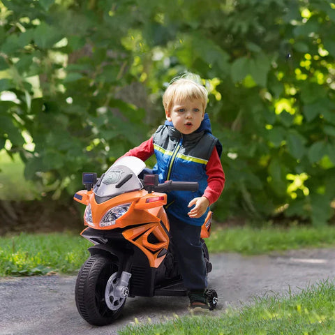 Rootz Children's Police Electric Motorcycle -  Police Motorcycle - Electric Car Stroller - Police Lights - Electric Quad - Orange/Black - 69 x 39 x 43 cm