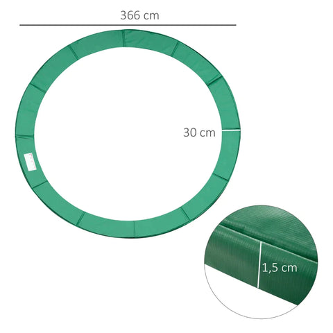 Rootz Trampoline Rim Cover - Trampoline Rim - Trampoline Edge Cover - Green - Safety Net 8ft 10ft 12ft 15ft - Ø366 Cm - (Trampoline Not Included)