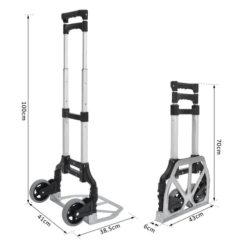 Rootz Aluminum Sack Truck - Transport Truck - Foldable Hand Truck - Stacking Truck - Aluminum