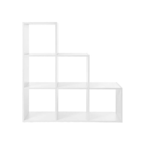Rootz Stair Shelf - Freestanding Stair Shelf With 6 Compartments - Refined Shelf - Floating Staircase Shelf - Modern Stair Storage - Wall-mounted - Chipboard - Melamine Veneer - White - 97.5 x 97.5 x 29 cm (W x H x D)