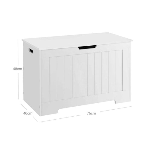 Rootz Shoe Bench With Storage - 2 Safety Hinges - Shoe Storage Bench - Shoe Organizer - Upholstered Shoe Bench - Entryway - Hallway - MDF Board - White - 76 x 48 x 40 cm (W x H x D)