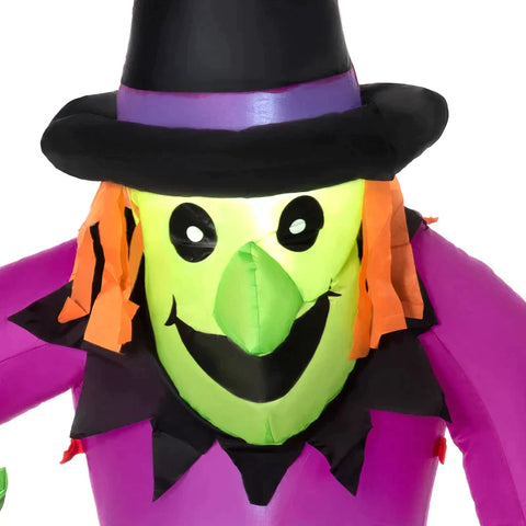 Rootz Halloween Decoration - Garden Decoration Witch With Cauldron And Flame Effect - Including Fan - Weatherproof - 115 x 108 x 182 cm