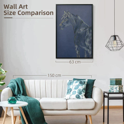 Rootz Wall Art – Wandbilder – Kunstdruck mit Pferdemotiv – Wandkunstdruck – Wohnzimmer-Schlafzimmer-Dekoration – mehrfarbig – 93 x 63 cm