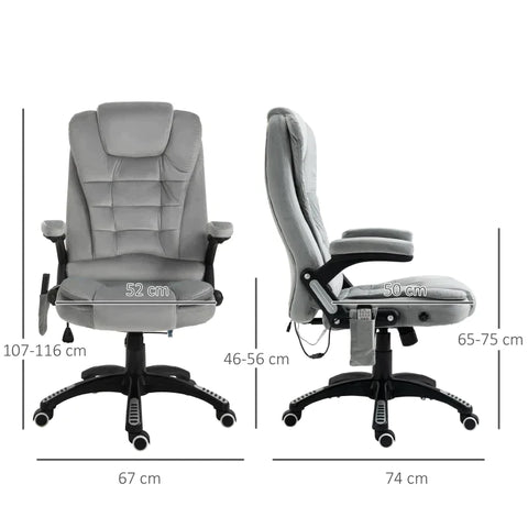 Rootz Office Chair - Massage Chair - Gaming Chair - Executive Chair - Ergonomic Swivel Chair - Height-adjustable - Grey