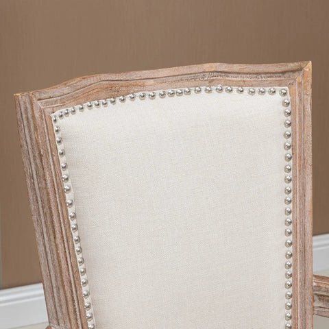 Rootz Dining Chair - Kitchen Chair - Rivet Decor - French Country House Style - Rubber Wood - Cream White - 59 x 63.5 x 96cm