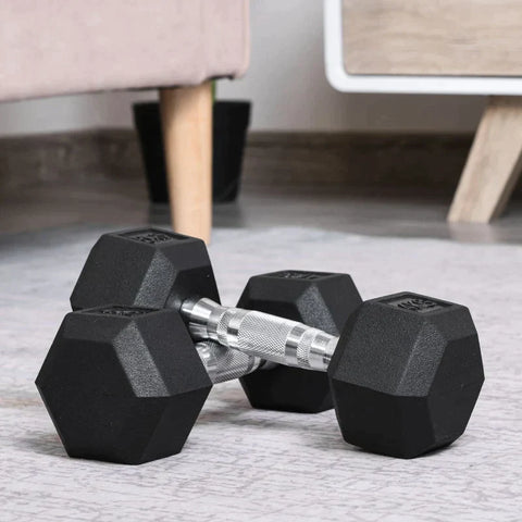 Rootz 2 x 4kg Hexagonal Dumbbells - Rubber Dumbbell - Sports Hex Weights Sets - Weight Lifting Exercise - Home - Gym