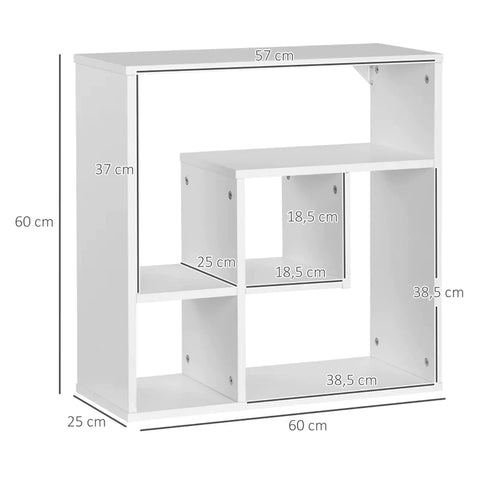 Rootz Wall Shelf - Floating Shelf - Bookcase - Modern Wall Storage - Wall-mounted - Living Room Wall Shelf - Chipboard - White - 60x25x60cm