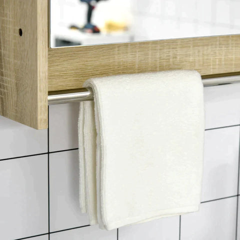 Rootz Badkamermeubel - Spiegelkast - Hangkast - Wandkast - Badkamermeubel - Multifunctionele Kast - Met Open Compartimenten - Badkamer Spaanplaat - Naturel - 80 x 15 x 70 cm