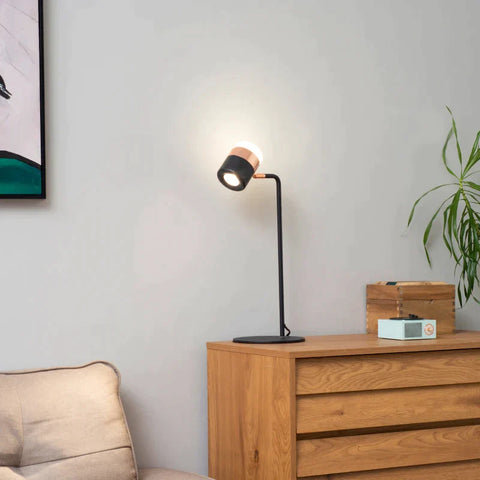 Rootz Tischlampe – Nachttischlampe – Wohnzimmer – Schlafzimmer – Arbeitszimmerlampe – Schwarz + Gold – 21 cm x 18 cm x 46 cm