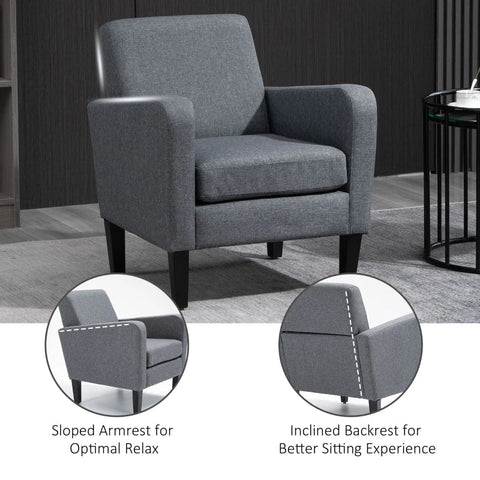 Rootz Armchair - Single Armchair -  Relaxation Armchair - Single Chair - Upholstered Armchair - Wooden - Light Grey - 66 x 72 x 74 cm