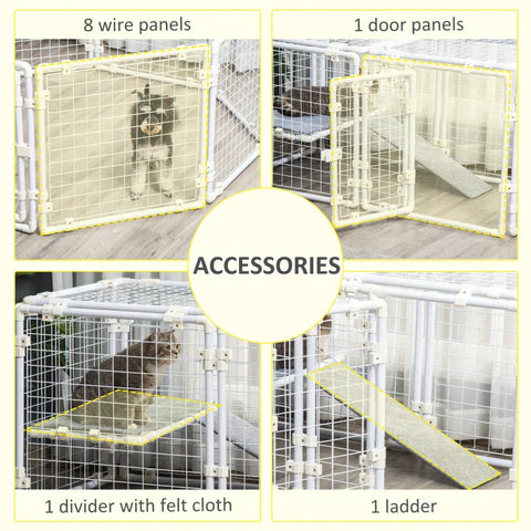 Rootz DIY Rabbit Hutch - Small Animal Run - Guinea Pig Run - Small Animal Cage - White - 68cm x 68cm x 2.5cm