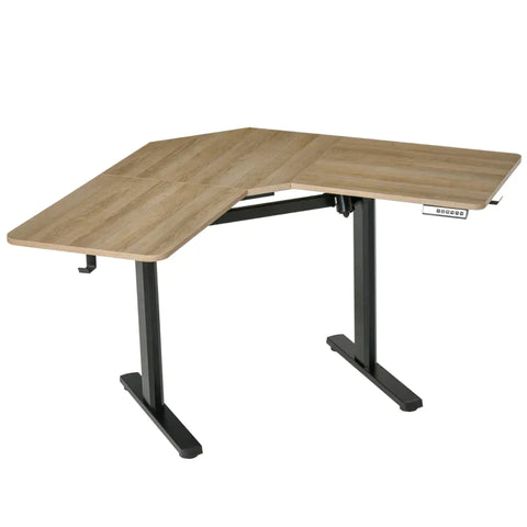 Rootz Elektrischer Schreibtischtisch – Schreibtischtisch – Motor-Computertisch – höhenverstellbarer Stehschreibtisch – Aufbewahrungsfunktion – Natur + Schwarz – 160 x 101 x 72–122 cm