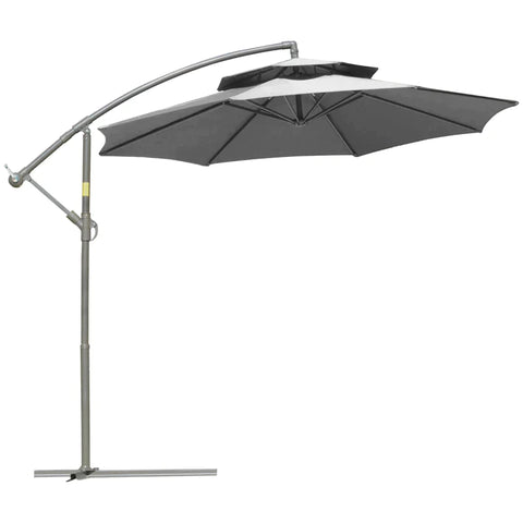 Rootz Cantilever Umbrella - Parasol Cantilever - Parasol - Umbrella - Sun Protection - With Double Roof - Polyester/steel - Light Grey