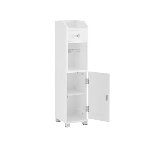 Rootz Cabinet - Cabinet With Toilet Paper Holder - Bathroom Storage Cabinet - Wooden Cabinet - Free Standing Cabinet - MDF - White - 20 x 18 x 76.7 cm (D x W x H)