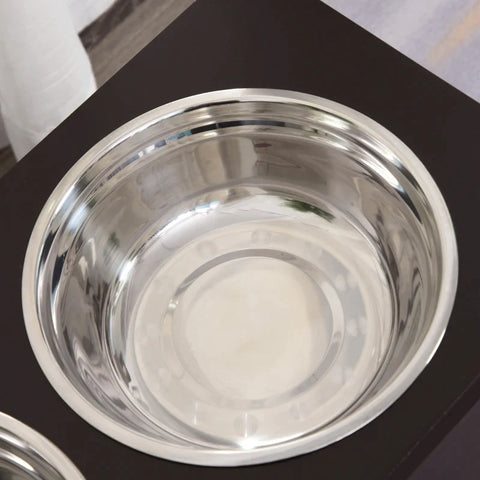 Rootz Voerstation - 2 RVS Voerbakken - Verborgen Opbergruimte - Wit + Zilver - 60cm x 30cm x 41cm