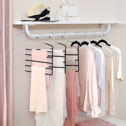 Rootz Hangers - Multiple Hangers - Set Of 4 Hangers - Clothes Hangers - Coat Hangers - Plastic Hangers - Non-slip Hangers - Space-saving Hangers - Metal With PVC Coating - Black - 32 x 0.5 x 35 cm (L x W x H)