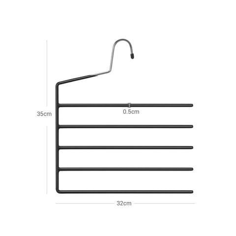 Rootz Hangers – Mehrfach-Kleiderbügel – Set mit 4 Kleiderbügeln – Kleiderbügel – Kleiderbügel – Kunststoff-Kleiderbügel – rutschfeste Kleiderbügel – platzsparende Kleiderbügel – Metall mit PVC-Beschichtung – Schwarz – 32 x 0,5 x 35 cm (L x B x H)
