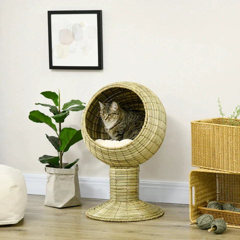 Rootz Seagrass Cat Cave - 2-Part - Flexible Positioning - Cat House - Natural - 41cm x 41cm x 71.5cm