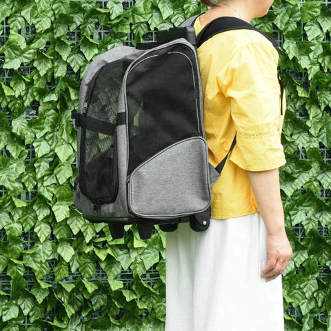 Rootz Haustier-Tragetasche – Hunde-Tragetasche – Haustier-Rucksack – Haustier-Reiserucksack – Katzen-Welpen-Hunde-Tragetasche – Oxford, Metall – Grau – 42 x 25 x 55 cm