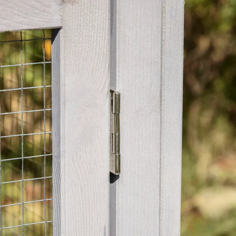 Rootz Dwerg Konijnenhok - Dwerg Konijnenhok - Konijnenhok - Met Buitenverblijf - Dennenhout - Grijs - 210L x 45.5B x 84.5H cm