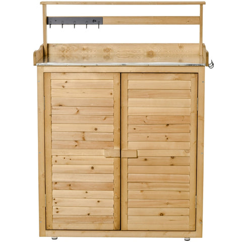 Rootz Tuinkast - Plantentafel Met Onderkast - Apparatenkast Met Werkblad - 3 Vakken - Tuintafel - 2 Deuren - Geel - 87 x 45 x 120 cm