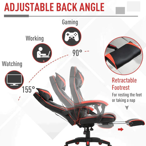 Rootz Gaming Chair - Office Chair - High Back Gaming Chair - Height Adjustable - PU Leather - 67cm x 69cm x 115-123cm