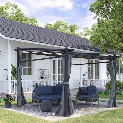 Rootz Pergola - Fixings Included - Extendable Roof - Dark Gray - 2.97m x 2.95m x 2.3m