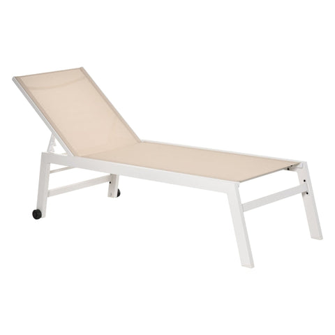 Rootz Gartenliege – Sonnenliegen – Stoffliegen – Cremeweiß – 202 x 65 x 43 cm