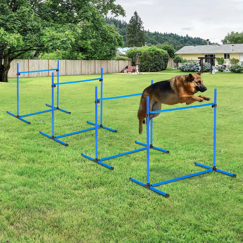 Rootz Dog Hurdle Set - Agility Hurdle Set - Dog Training Set - Dog Training Hurdles - Pet Agility Equipment - Dog Jumping Set - Hurdle Jumping Kit - Blue - 99x65x94cm