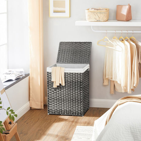 Rootz Laundry Basket - Clothes Basket - Laundry Storage Basket - Collapsible Laundry Basket - Portable Laundry Basket - Stylish Laundry Basket - Durable Laundry Basket - Grey - 46 x 33 x 60 cm